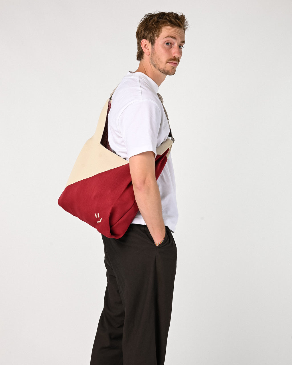 Stripe bag - red/creme
