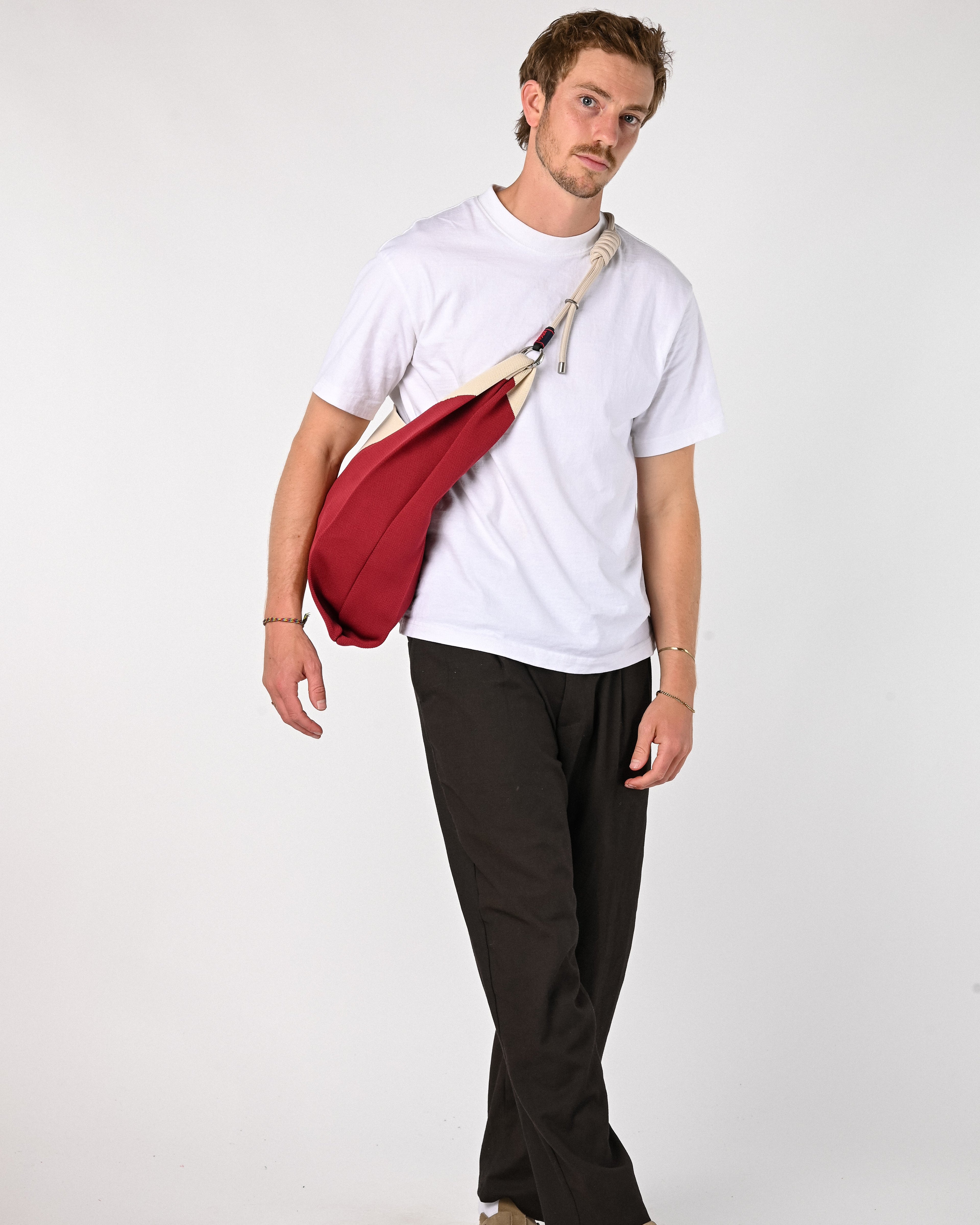 Stripe bag - red/creme