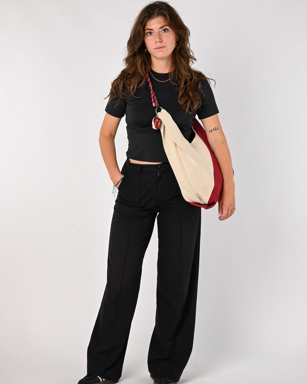 Stripe bag - red/creme