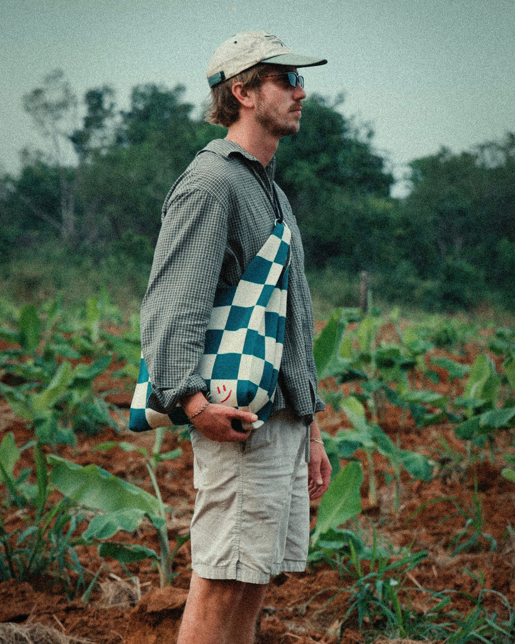 Block bag - green/creme